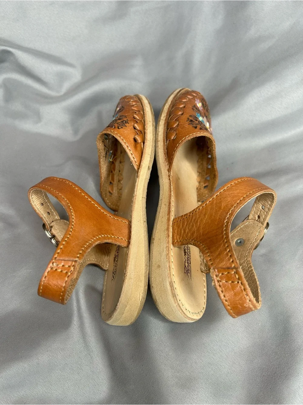 Floman’s Handmade Mexican Leather Huaraches for Girls in Tan Size 12